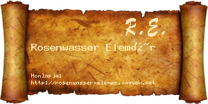 Rosenwasser Elemér névjegykártya